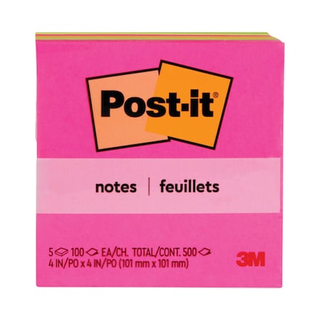 Post-It Original Pads in Cape Town Colors, 4 x 4, Plain, 100-Sheet, PK5 6755LAN